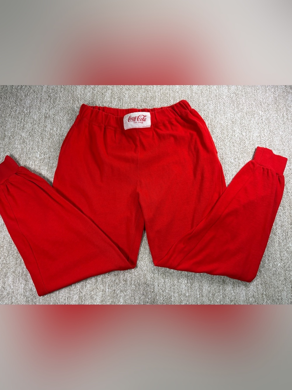 1986 Coca-Cola Bright Red jogger Pants with Logo Patch